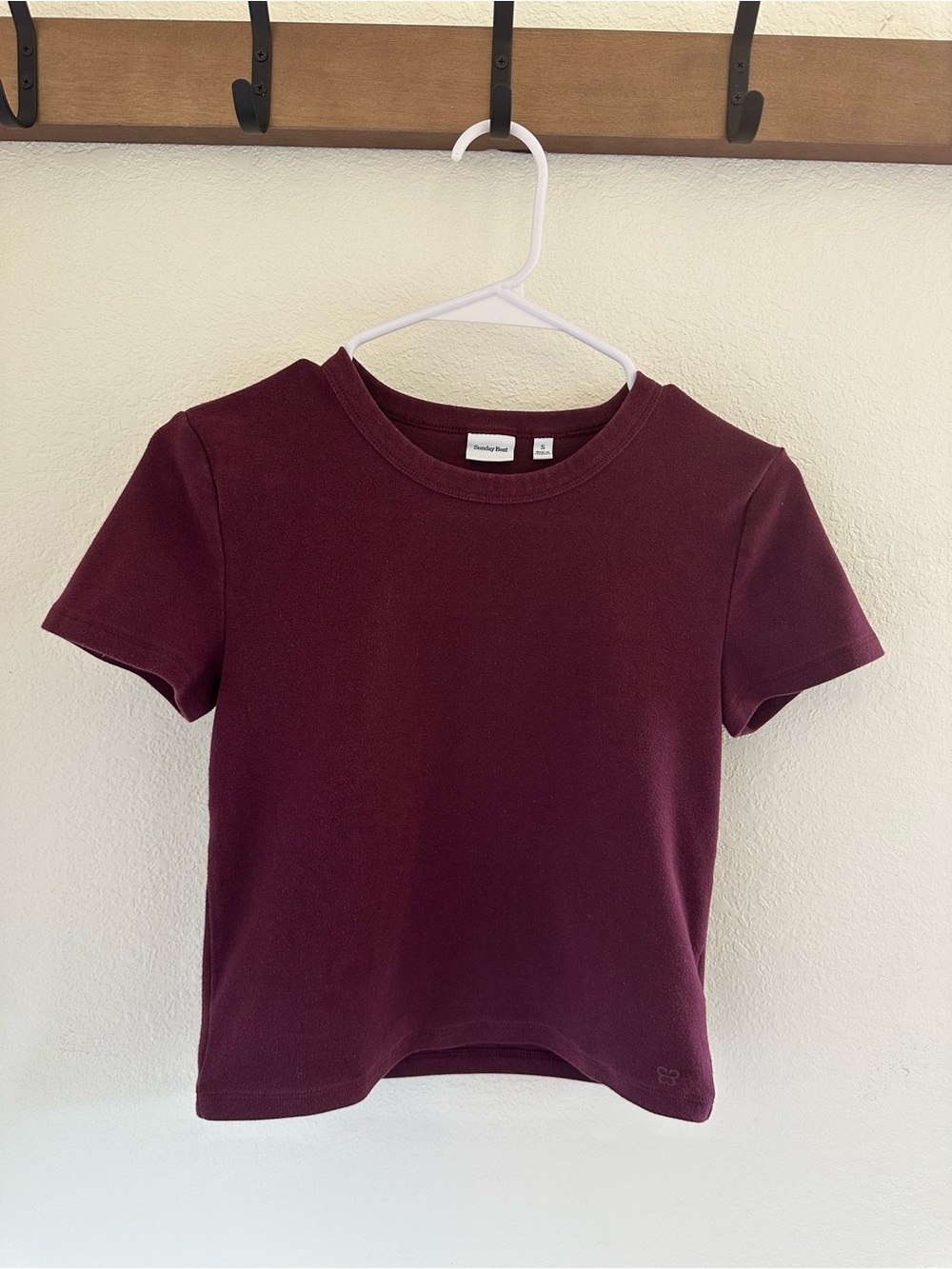 Aritzia Burgundy Short Sleeve Crewneck Tee